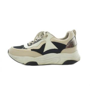 プラス ＋ 大人ダッドスニーカー シューズ ベージュ 黒 ブラック 白 ホワイト 23.5cm IF44520