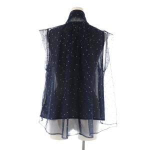 COCO DEAL 25SS ドットチュールリボンブラウス ノースリーブ 2 ネイビー /DF OS