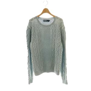 ケーブル編みニット セーター プルオーバー S ブルー /CX OS