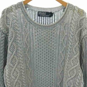 Polo by Ralph Lauren ケーブル編みニット セーター プルオーバー S ブルー /CX OS