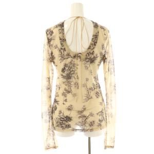 LE CIEL BLEU Flower Tattoo Bodysuit カットソー 長袖 シアー 36 茶 ブラウン /AT OS