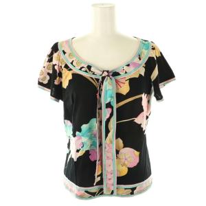 ファッション FASHION フラワーボウタイショートスリーブカットソー L ブラック マルチカラー /DO