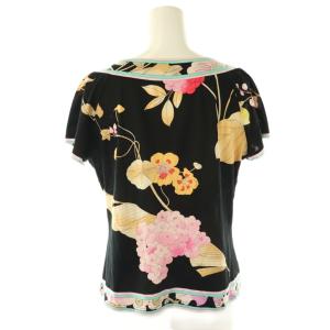LEONARD ファッション FASHION フラワーボウタイショートスリーブカットソー L ブラック マルチカラー /DO