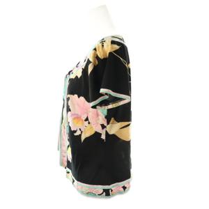 LEONARD ファッション FASHION フラワーボウタイショートスリーブカットソー L ブラック マルチカラー /DO