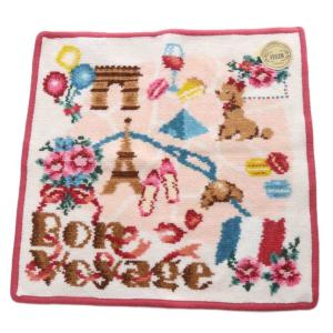 ボンヴォヤージュパリ ハンカチ タオル ホワイト ピンク /YO17