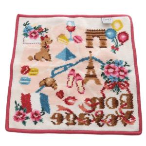 FEILER ボンヴォヤージュパリ ハンカチ タオル ホワイト ピンク /YO17