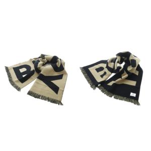 マフラー ウール ベージュ ブラック 8035525