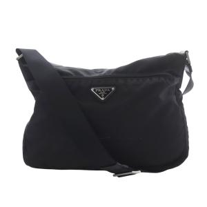 ショルダーバッグ ナイロン クロスボディ 三角ロゴプレート 黒 ブラック /AQ OS