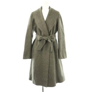 ウール カシミヤ混 フード コート ロング 38 グレー /HK OS