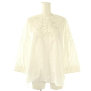 23SS リーフオーナメントレースブラウス 七分袖 38 白 ホワイト /AT OS