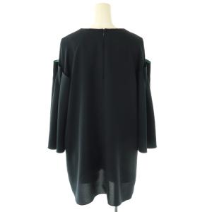 ADORE 24AW バイカラーボンディングブラウス 七分袖 38 紺 ネイビー 緑 グリーン /AT OS