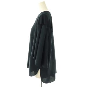 ADORE 24AW バイカラーボンディングブラウス 七分袖 38 紺 ネイビー 緑 グリーン /AT OS