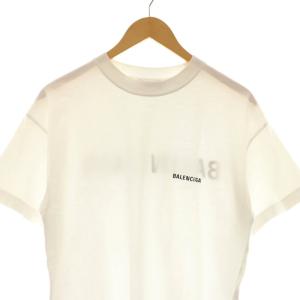 BALENCIAGA UNISEX ロゴプリントTシャツ M ホワイト 612965