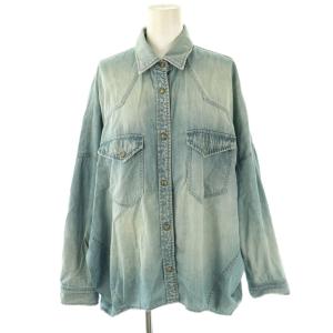 デニム長袖シャツ スナップボタン 36 ブルー /CX OS