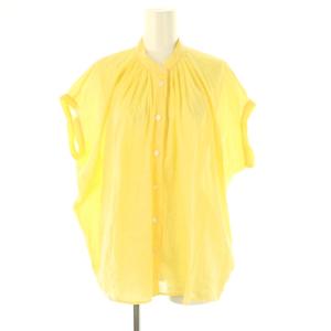 25SS アキハローンタックボリュームシャツ フレンチスリーブ F 黄 イエロー /AT OS