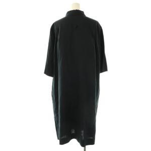 MARGARET HOWELL 23SS SOFT LINEN リネンシャツワンピース ミモレ ロング 五分袖 2 紺 ネイビー /AT