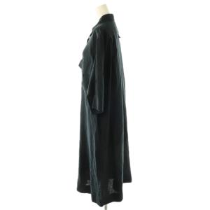 MARGARET HOWELL 23SS SOFT LINEN リネンシャツワンピース ミモレ ロング 五分袖 2 紺 ネイビー /AT