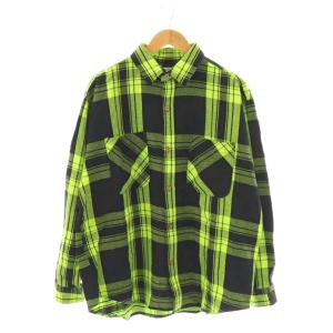COMPILE × BIC MAC 24SS チェック ネル シャツ スタンドカラー L 黄 イエロー