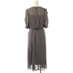 ANAYI スクエアジオメトリックプリントワンピース ロング ベルト付き 36 ブラック マルチカラー /DF OS