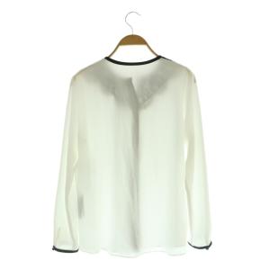 ANAYI クレープ ノーカラーレース ブラウス 長袖 比翼ボタン 38 ホワイト /MY OS