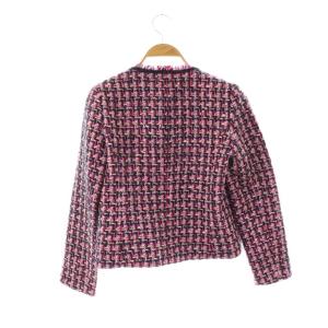 ANAYI LINTON ラメモールツィードクルージャケット ノーカラージャケット モヘヤ混 36 ピンク マルチカラー