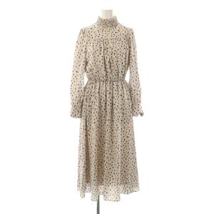 レオパードサテンロングワンピース ミモレ 長袖 36 グレー /AT OS