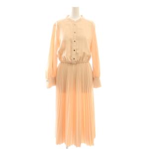 バンドカラープリーツシャツワンピース ミモレ ロング 38 ピンク /AT OS