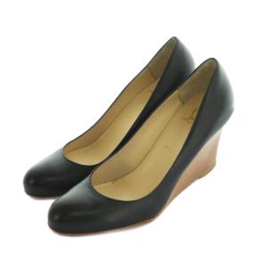 パンプス ウェッジソール 38 25.0cm 黒 ブラック /MI OS