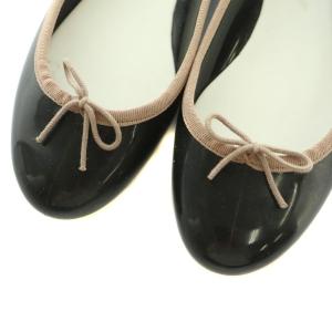 Repetto バレエシューズ エナメル リボン 39 24.7cm 黒 ブラック モカ 51162-1-05686 /MI