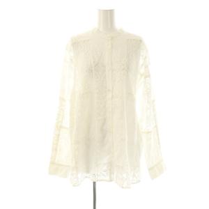 25SS パッチワークレースシャツ 長袖 バンドカラー F 白 ホワイト /AT OS