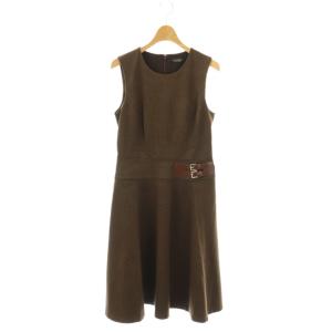 ベルトデザイン ノースリーブ ワンピース ロング 4 ブラウン /HK OS