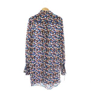 TORY BURCH シルク 総柄 シャツワンピース 膝丈 長袖 4 マルチカラー /HK OS