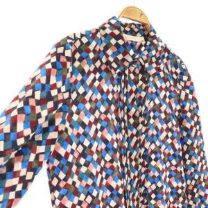 TORY BURCH シルク 総柄 シャツワンピース 膝丈 長袖 4 マルチカラー /HK OS