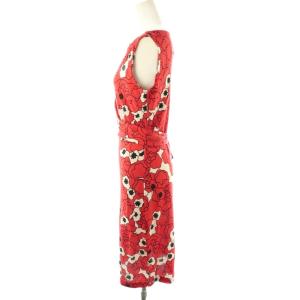 DIANE von FURSTENBERG 総柄 ノースリーブワンピース シルク 4 レッド ホワイト ブラック /ES OS