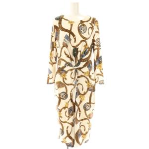 ロゴ 総柄 ワンピース ロング 長袖 4 ホワイト /HK OS