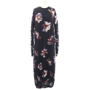 23AW NEON FLOWER I LINE DRESS ワンピース ロング 長袖 F ネイビー /HK