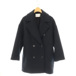 メルトンPコート ウール ロング 黒 ブラック /AT OS