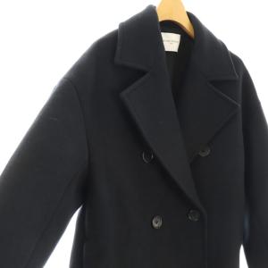 UNITED ARROWS メルトンPコート ウール ロング 黒 ブラック /AT OS