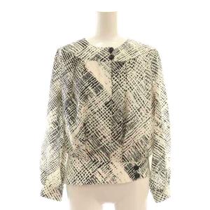 jun ashida 総柄シルクセットアップ 上下 ブラウス スカート 9 白 ホワイト 黒 ブラック /AT OS