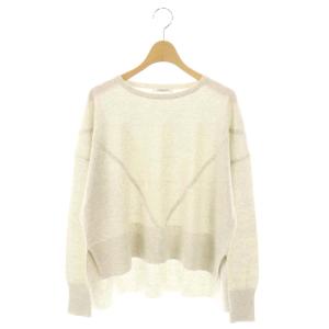 プルミエ PREMIER Vステッチデザインニット カットソー ウール 38 ライトグレー /DO OS