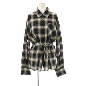 25AW 2wayオンブレチェックシャツ長袖 F ブラック /HK OS
