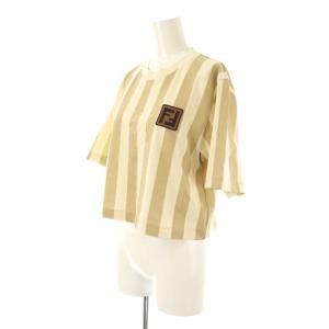 FENDI 24SS ペカン コットン Tシャツ ストライプ M ベージュ系 FS9662