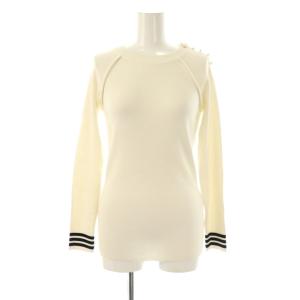 SINGLE PEARL TOP ニット カットソー 長袖 36 白 ホワイト /AT OS