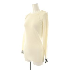 BORDERS at BALCONY SINGLE PEARL TOP ニット カットソー 長袖 36 白 ホワイト /AT OS