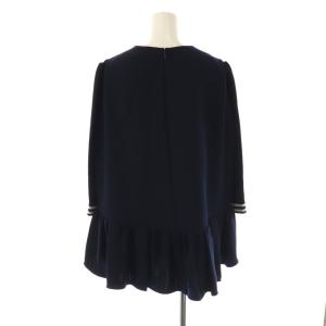 BORDERS at BALCONY 裾フリルブラウス 七分袖 38 紺 ネイビー /AT OS