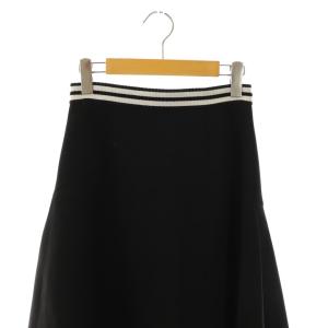 BORDERS at BALCONY ウエストボーダー サーキュラースカート フレア ロング 36 ブラック /DF OS