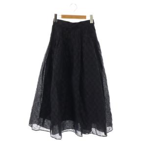 Suzy ジャガードスカート フレア ロング 36 ネイビー ブラック /DF OS