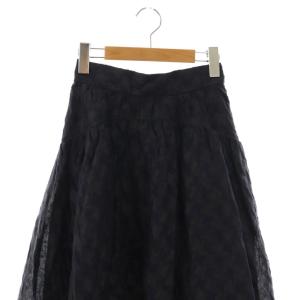 SHE Tokyo Suzy ジャガードスカート フレア ロング 36 ネイビー ブラック /DF OS