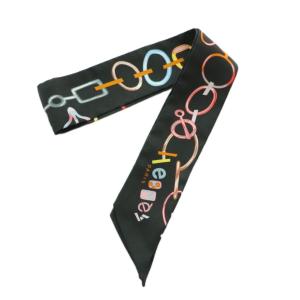 HERMES Do Re Boucles ツイリー スカーフ シルク ブラック