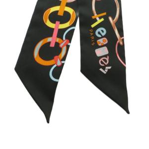 HERMES Do Re Boucles ツイリー スカーフ シルク ブラック